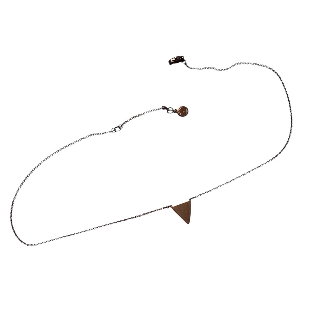 Michael Kors Necklace Triangle Pendant Clear Stones Gold Tone Chain - Picture 3 of 4